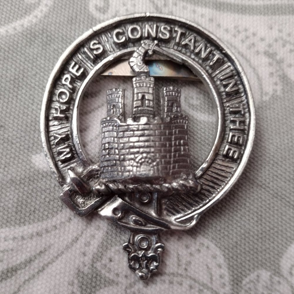 "My Hope is Constant in Thee"  Pewter Scottish Brooch
